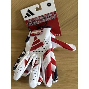 Adidas Adult Adizero‎ USA Football Gloves Mens Small Rd/Wht/BL. AF1752 Flag